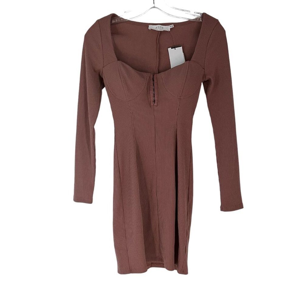 ASTR The Label Blush Pink Hook & Eye Long Sleeve Bodycon Dress X-Small XS